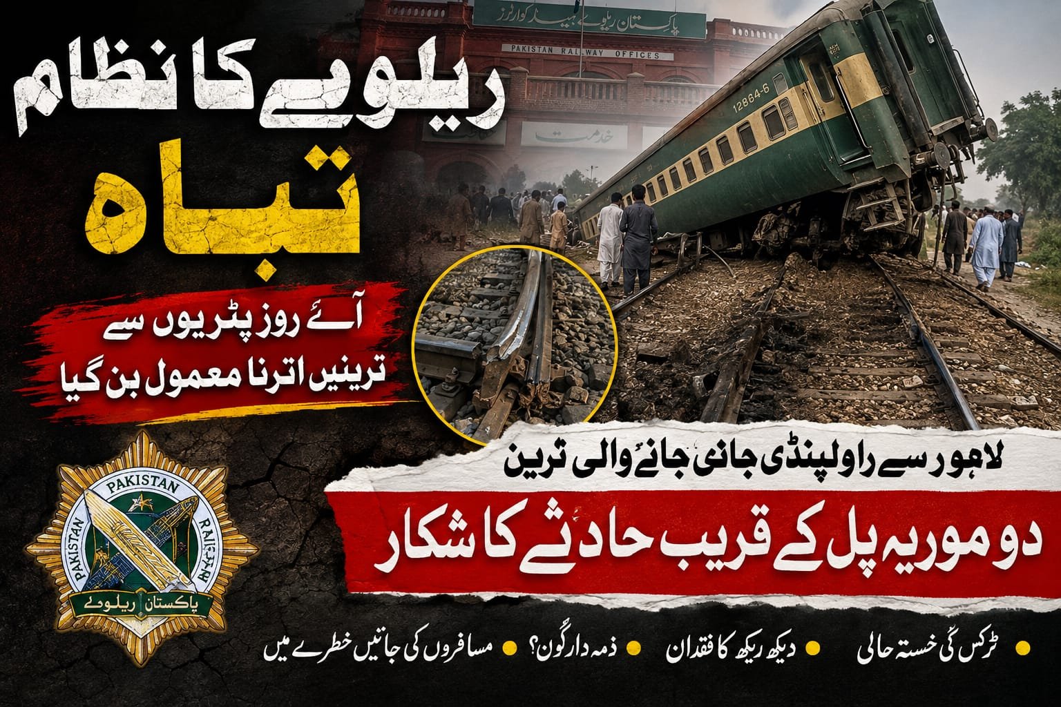 ریلوے انتظامیہ کی غفلت سے ٹرینوں کے حادثاث معمول بن گئے